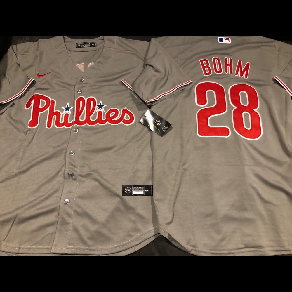 Nike PHILADELPHIA PHILLIES ALEC BOHM Men's White JERSEY Sz M,L,XL,2X New w tags